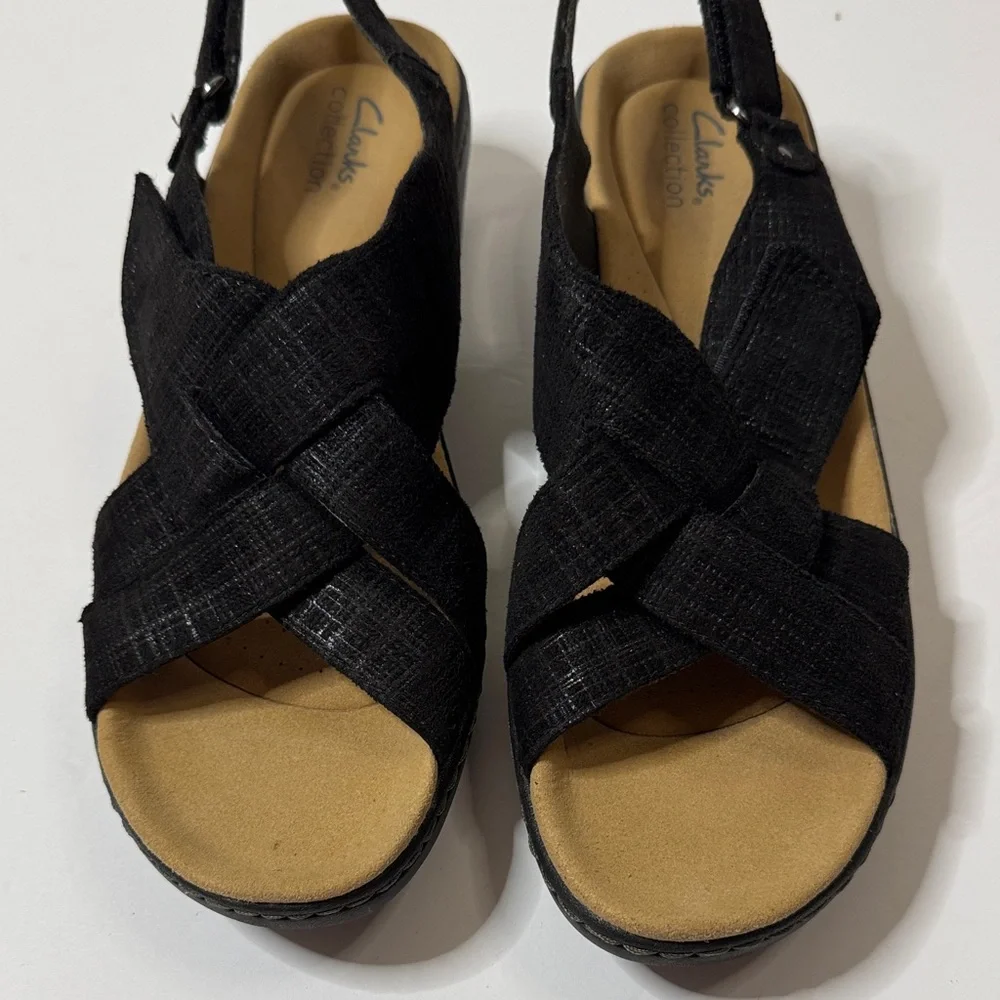 Clarks Merliah Echo Sandals Black Interest NEW Size 10